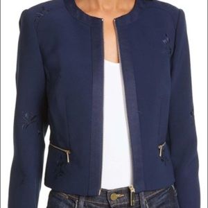 Ted Baker Navy Blue Embroidered Blazer